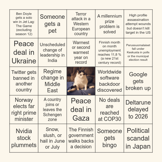 "Well that wasn't on my bingo board for 2025" Bingo Card
