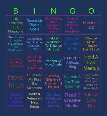 Rebirth : 2025 Goals Bingo Card
