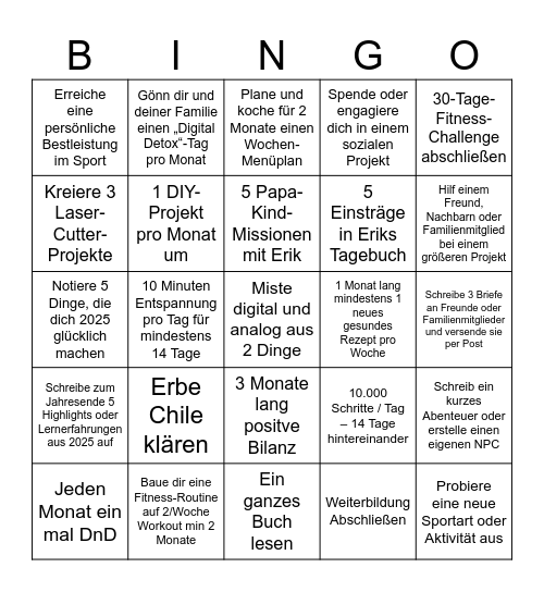 2025 Bingo Card