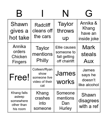 NYE 2024 Bingo Card