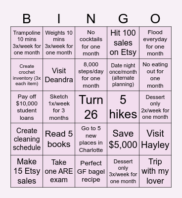 Emily’s 2025 Bingo Card