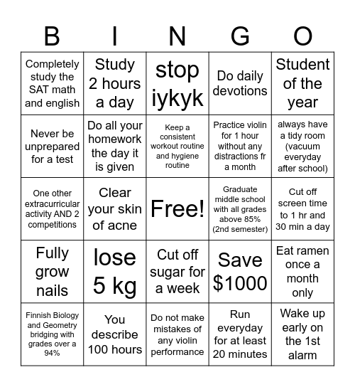 2025 bingo Card
