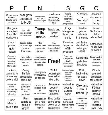 2025 Penisgo Bingo Card