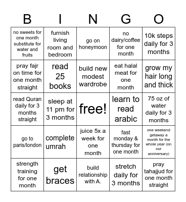 Danya's 2025 Bingo Card