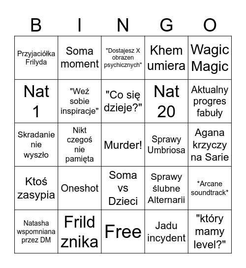 Dnd Bingo Card