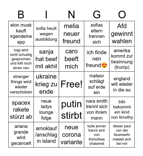 2025 Bingo Card