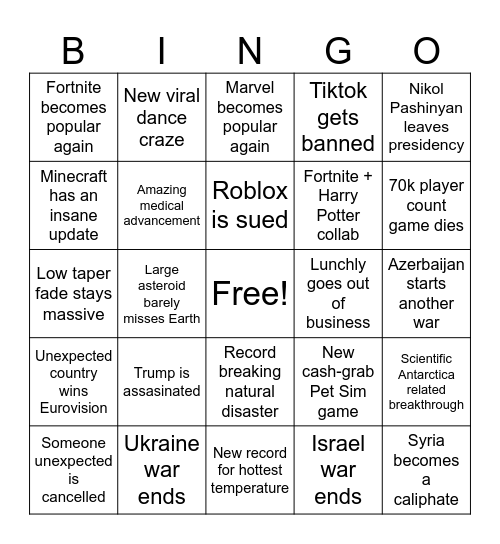 2025 Bingo Card