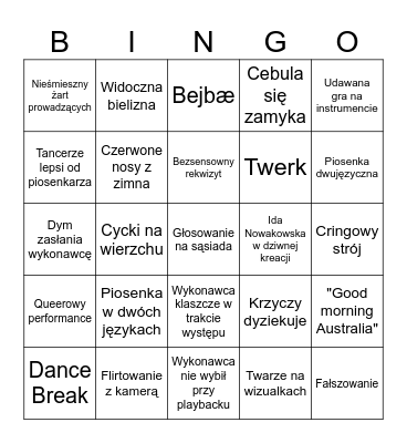 BINGO Z EUROWIZJA.ORG Bingo Card
