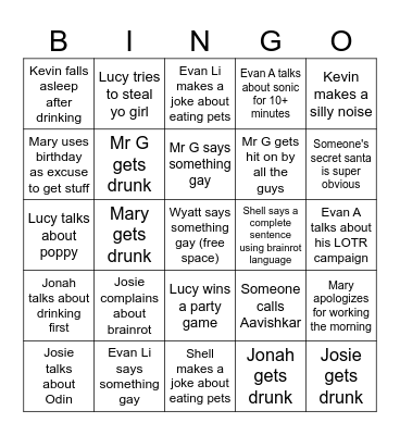 New Years 2024 Bingo Card
