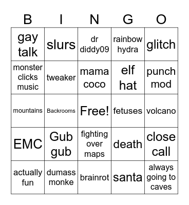 Tag horror clouds Bingo Card