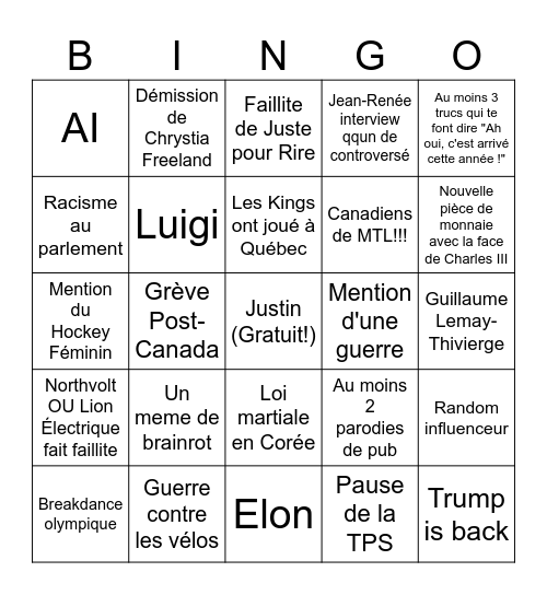 Infoman / Bye Bye 2024 Bingo Card