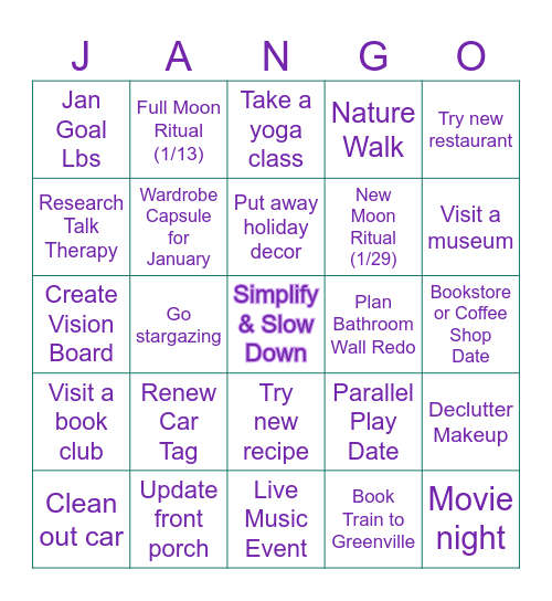 January 2025 Bingo Card