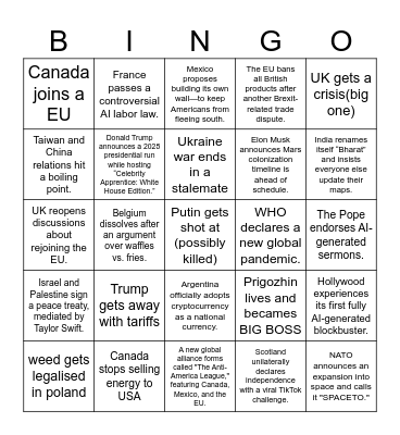 2025 Bingo card Bingo Card