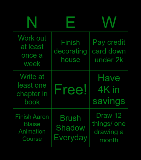 New Year’s Resolution 2025 Bingo Card