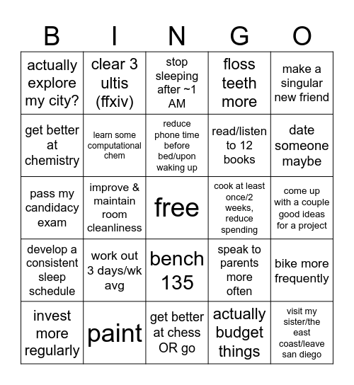2025 Bingo Card