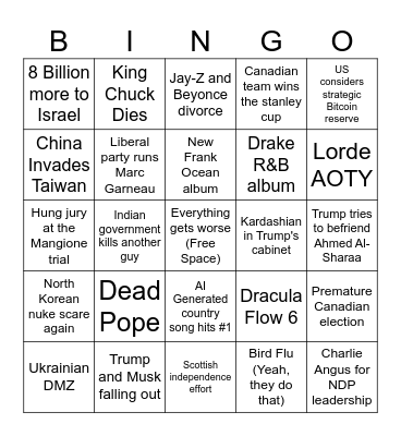 2025 Bingo Card