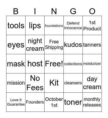 Younique BINGO Card