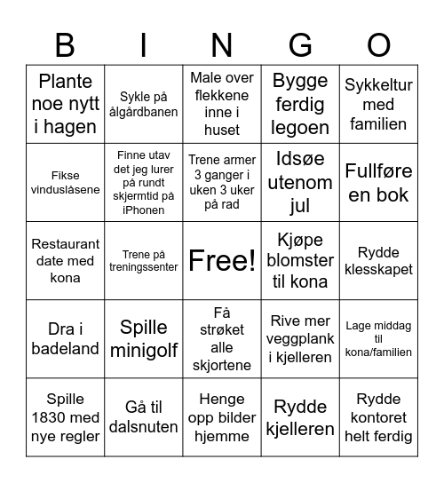 Nyttårsbingo🎇🎆 Bingo Card