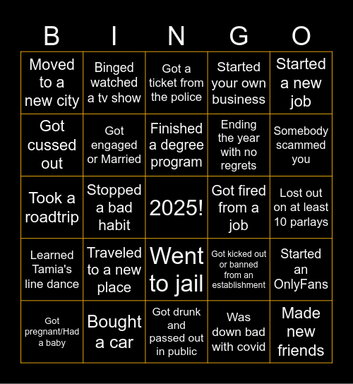 How Was Your 2024? Bingo Card