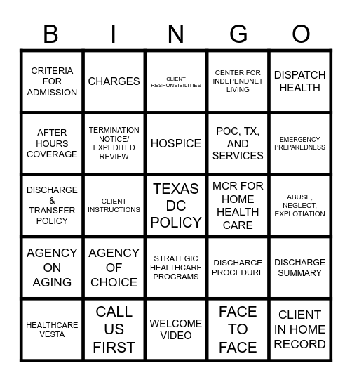 Elara Caring - SOC Folder Bingo Card