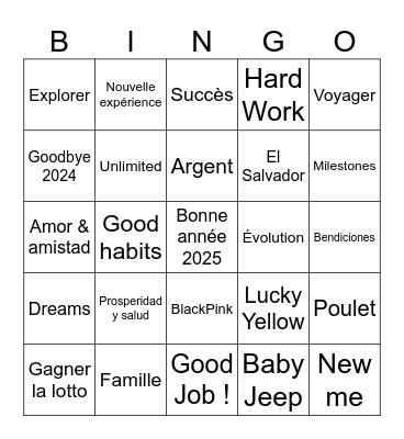 Bonne année 2025 ! Bingo Card