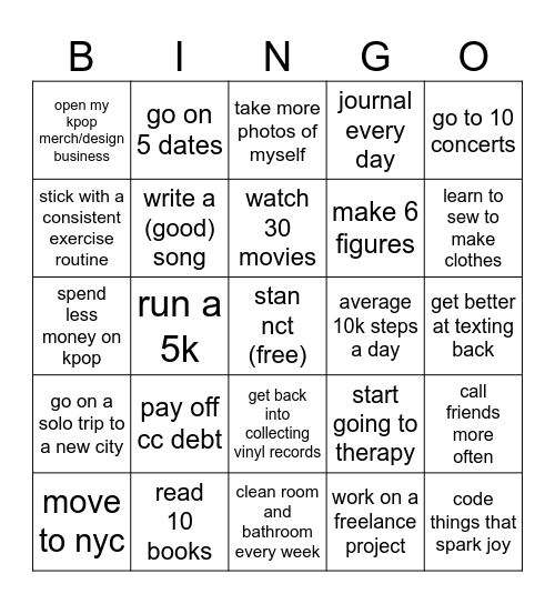 2025 bingo Card