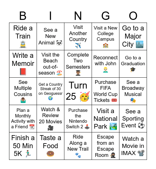2025 Bingo Card