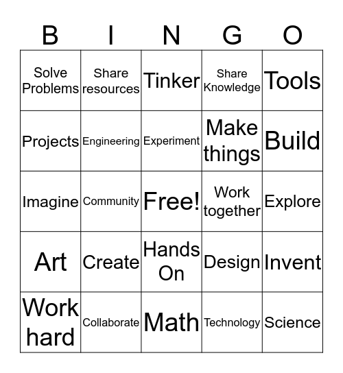 MakerSpace Bingo Card