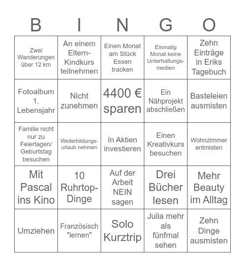 2025 Bingo Card