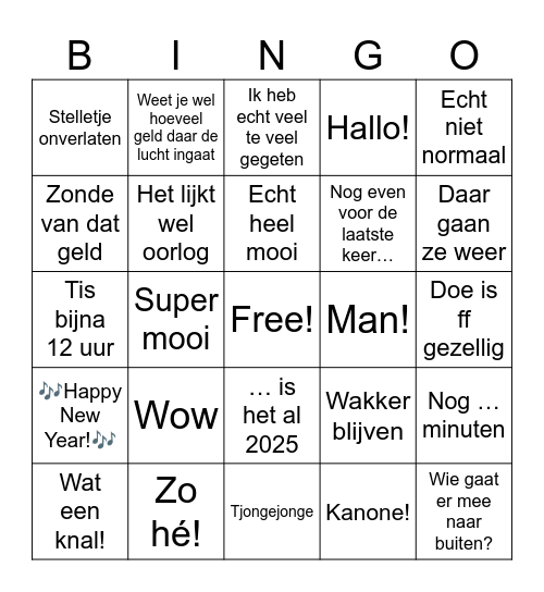 Oud&Nieuw Bingo Card