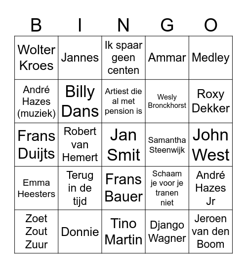 Muziekfeest van het jaar 2024 Bingo Card