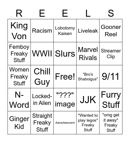 REEL BINGO #1 Bingo Card