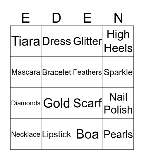 Happy 7th Birthday Princess Bingo Card