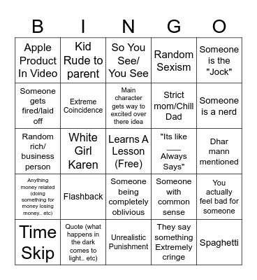 Dhar mann bingo Card