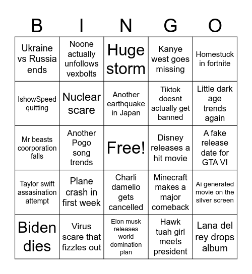 2025 Bingo Card