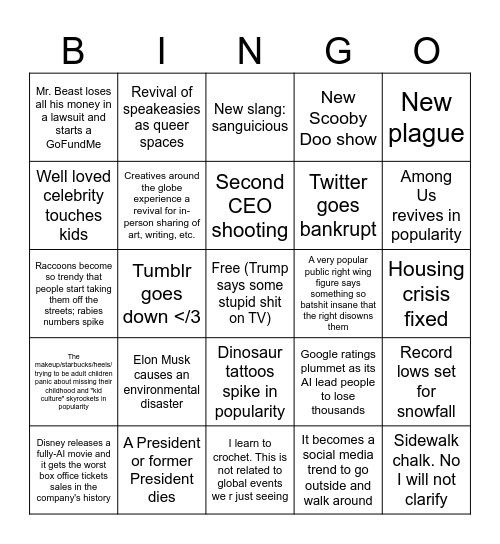 2025 Bingo Card