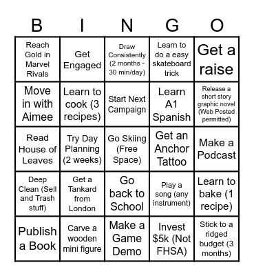 2025 Bing Gingo Card Bingo Card
