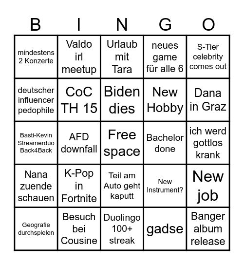 2025 Bingo Card