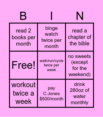 Moms Goals 2025 Bingo Card