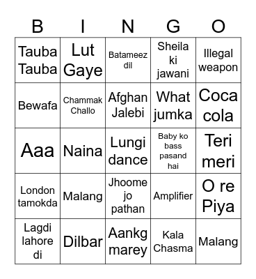 Family Raja Bingo Card
