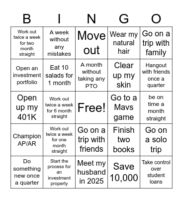 2025 Life Bingo Card