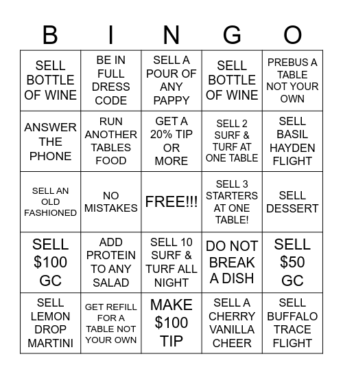 SERVER BINGO Card