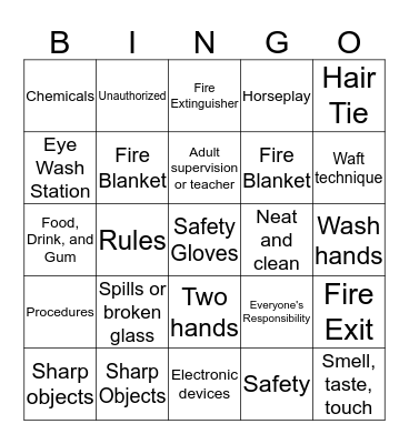 Safety Bingo Card