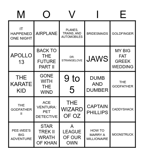 CINEMA BINGO Card