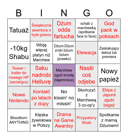 Bingo na 2025 Bingo Card