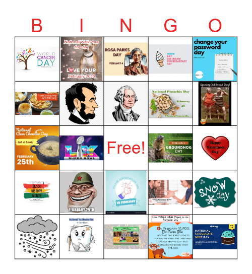 February - Valentine Day BINGO 2026 Bingo Card