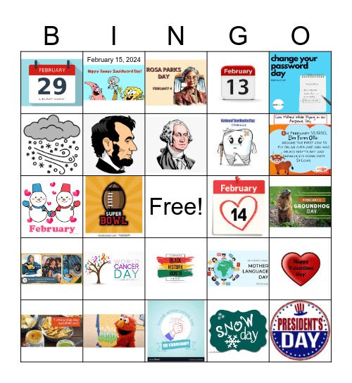 February Bingo Card