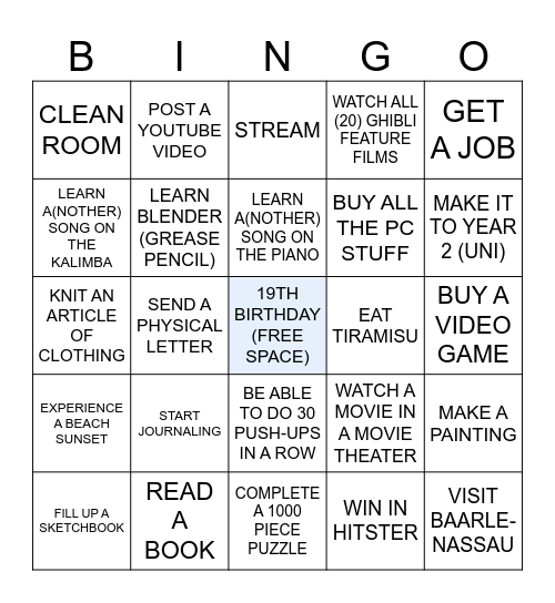 2025 BINGO Card