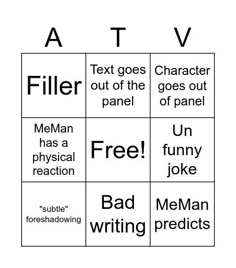 A-Verse Bingo Card