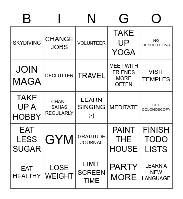 NEW YEAR 2025 Bingo Card